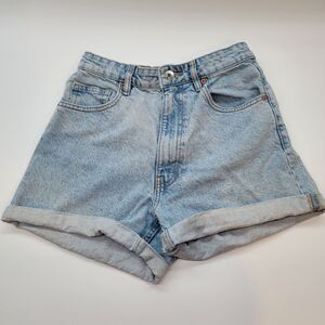 ZARA Women’s High Waisted Denim Shorts Light Wash Cuffed Size US 6